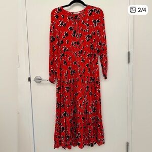 Zara Floral Red Maxi Dress